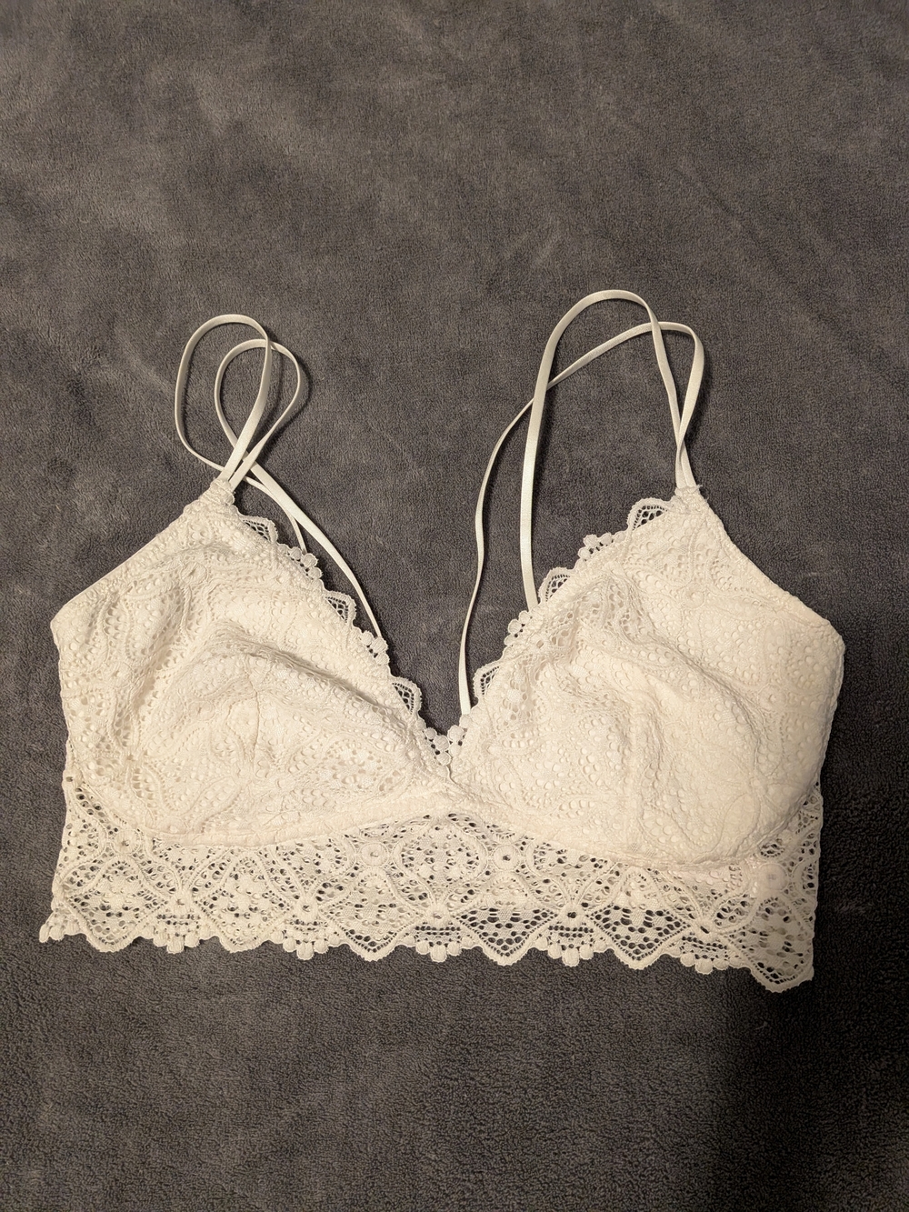 Auden White Floral Lace Bralette with Scalloped Band